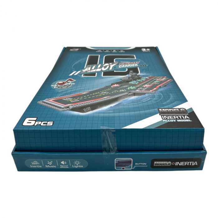 Nava militara din metal cu sunete si lumini – jucarie interactiva 24 cm, model detaliat pentru copii,  [5]