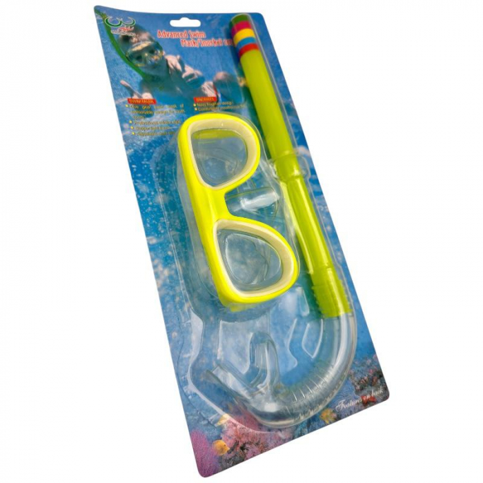 Ochelari inot copii cu tub respirator 30x12.5 cm – Snorkel si masca 14x6.5 cm – Culori variate – Pentru piscina si mare –  [6]