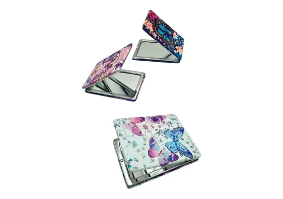Oglinda compacta cu fluturas colorat – forma dreptunghiulara, perfecta pentru poseta,  [1]