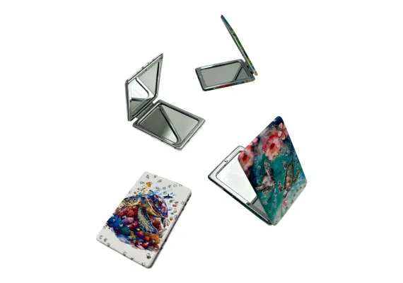 Oglinda compacta dreptunghiulara de poseta cu design broscuta testoasa – accesoriu adorabil si practic,  [1]