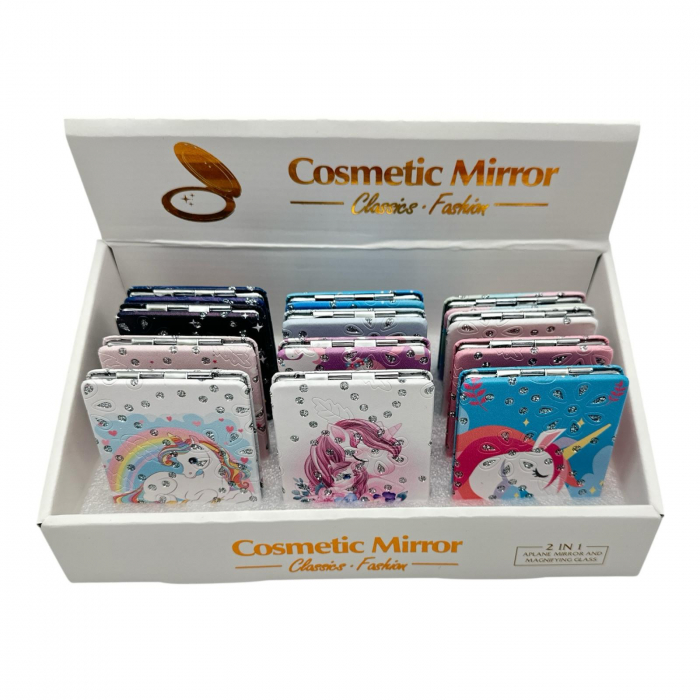 Oglinda compacta dreptunghiulara de poseta cu Unicorn Dragalas colorat – accesoriu magic pentru retusuri rapide,  [4]