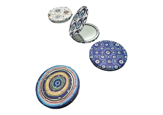 Oglinda compacta rotunda de poseta cu design ochi norocos – stil si protectie in fiecare retus,  [1]