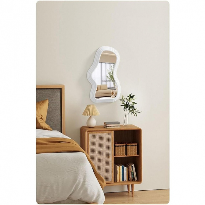 Oglinda de Perete, , Decorativa, pentru Baie, Dormitor, Sufragerie, Model Minimalist, Forma Asimetrica, 40.3x26 cm, Alb [6]