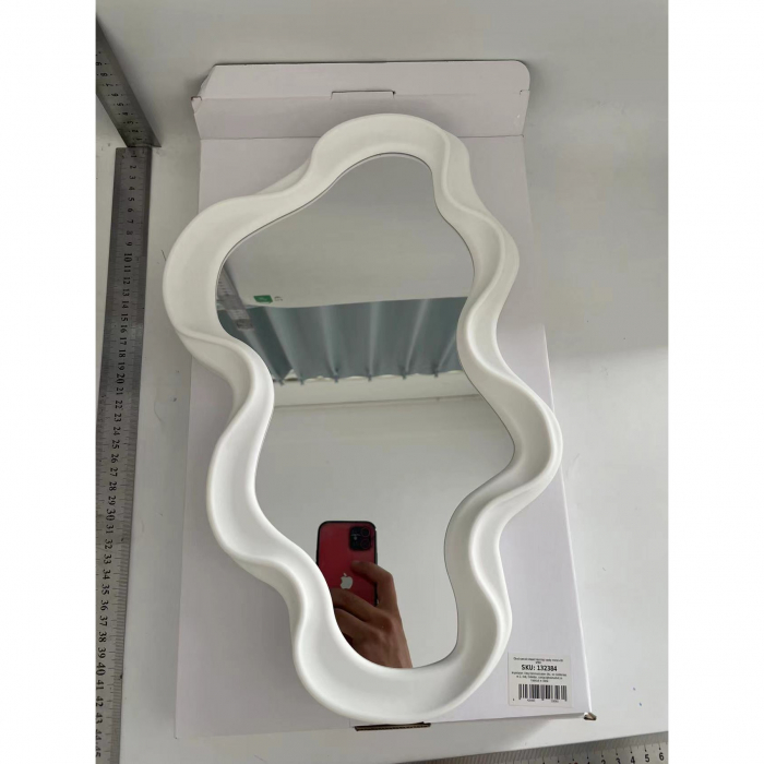 Oglinda de Perete, , Decorativa, pentru Baie, Dormitor, Sufragerie, Model Minimalist in Forma de Nor, 41x26 cm, Alb [2]