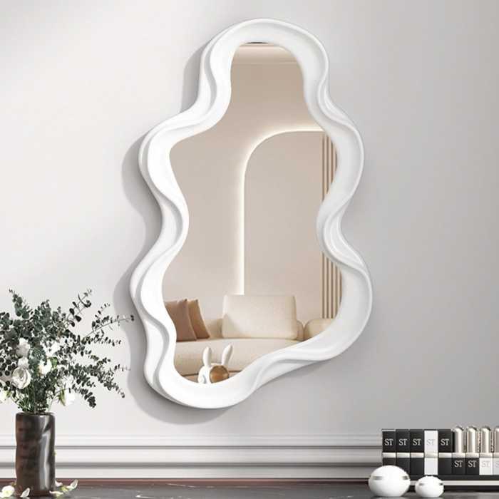 Oglinda de Perete, , Decorativa, pentru Baie, Dormitor, Sufragerie, Model Minimalist in Forma de Nor, 41x26 cm, Alb [6]