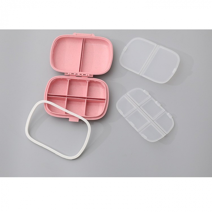 Organizator medicamente, Plastic, 8 compartimente, 0.1 L, Roz, , 11 x 7 cm [3]