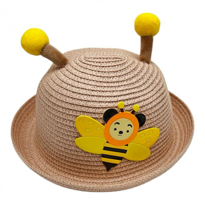 Palarie de Soare din Paie pentru Copii – Model Albinuta, 16-23 cm, Usoara si Vesela, Ideala pentru Vara,  [2]