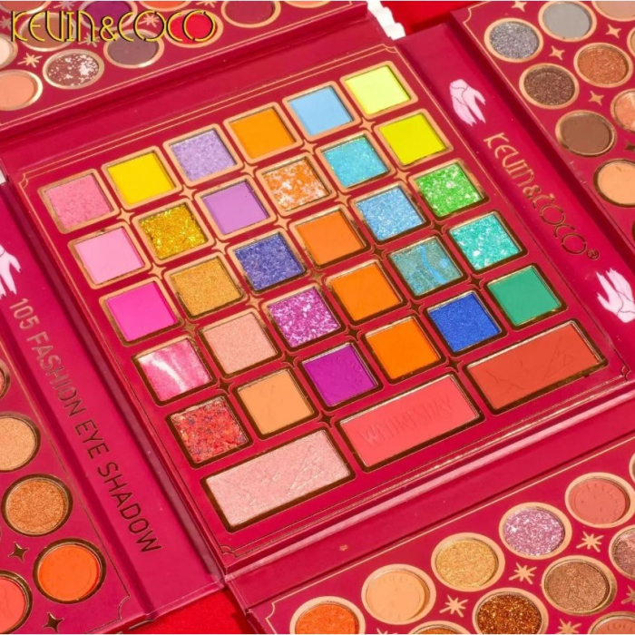 Paleta de Farduri Kevin&Coco, 105 culori, Stil Pliabil, Wednesday, Conturing, Iluminator, Blush incluse, Fara Sulfati, Pudra Compacta, 18.7 x 17.3 x 2.6 cm, 407 g, multicolor [2]