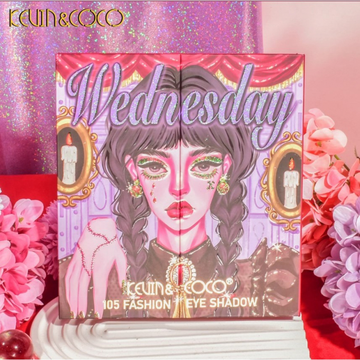 Paleta de Farduri Kevin&Coco, 105 culori, Stil Pliabil, Wednesday, Conturing, Iluminator, Blush incluse, Fara Sulfati, Pudra Compacta, 18.7 x 17.3 x 2.6 cm, 407 g, multicolor [6]