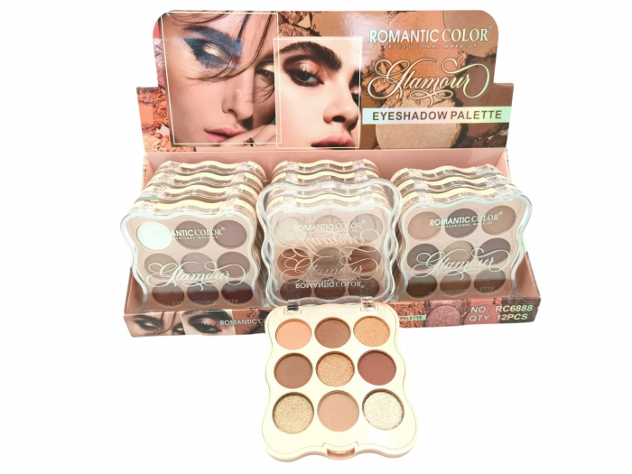 Paletă Farduri de Pleoape – Romantic Color Glamour, 9 Culori Intense și Strălucitoare  [2]