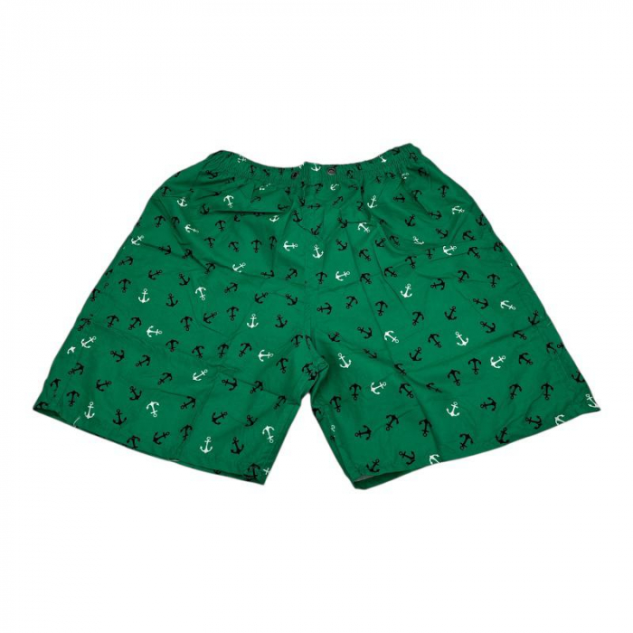 Pantaloni tip short de baie pentru barbati cu model ancora – cu buzunar, plasa interioara, 100% poliester,  [3]