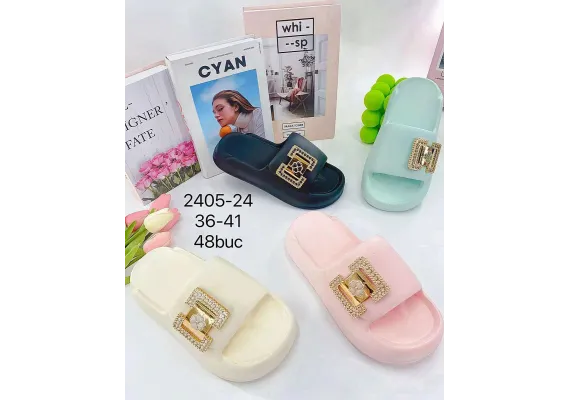 Papuci dama comozi cu talpa groasa si catarama aurie decorativa, stil casual elegant, ideali pentru vara, marimi disponibile 36-41,  [1]