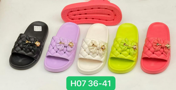 Papuci Dama Eleganti Marimi 36-41 – Bareta Impletita cu Fundita Decorativa, Talpa Confortabila, Culori Combinate pentru Vara sau Casa,  [2]
