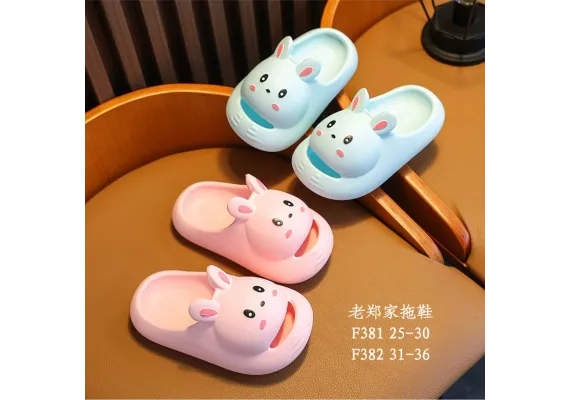 Papuci de vară copii model Iepuraș 3D, turnați, confortabili, culori vesele combinate, mărimi 25-30,  [1]