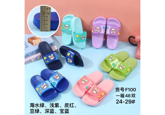 Papuci de vară pentru copii, model confortabil cu Ursuleț Drăgălaș, culori combinate, mărimi 24-29,  [1]