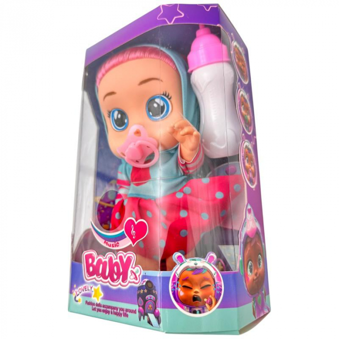 Papusa Bebelus Muzicala Cu Biberon Suzeta Si Sunete, modele combinate, Inaltime 22.5cm Jucarie Interactiva Pentru Copii,  [12]
