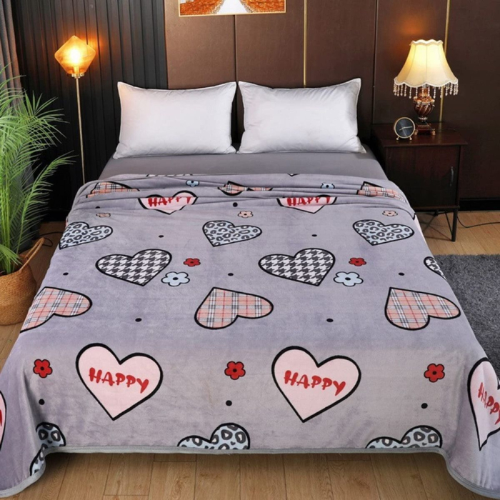 Patura Cocolino XXL 200x230 cm cu Inimi „Happy” – Super Pufoasa si Vesela [2]