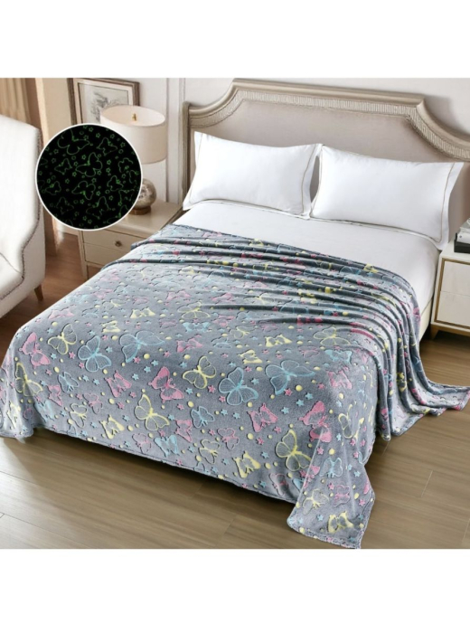 Patura Cocolino XXL Fosforescenta 200x230 cm cu Fluturi – Super Pufoasa si Eleganta [3]