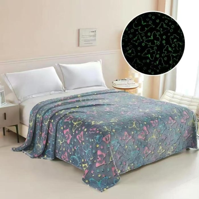 Patura Cocolino XXL Fosforescenta 200x230 cm cu Fluturi – Super Pufoasa si Eleganta [2]