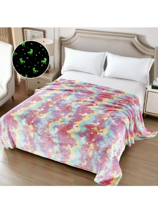 Patura Cocolino XXL Fosforescenta 200x230 cm cu Unicorni – Super Pufoasa si Colorata [1]