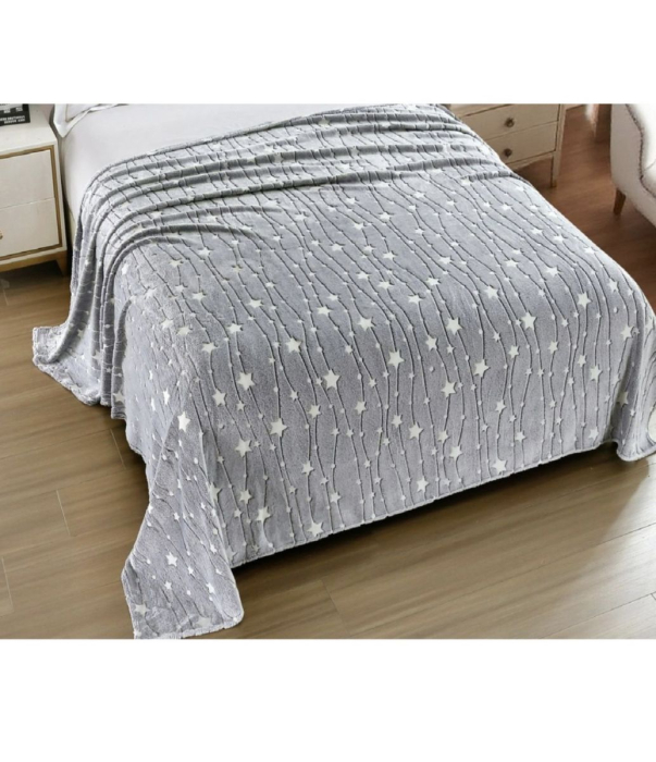 Patura Cocolino XXL Fosforescenta 200x230 cm cu Stele Gri – Super Pufoasa si Eleganta [2]