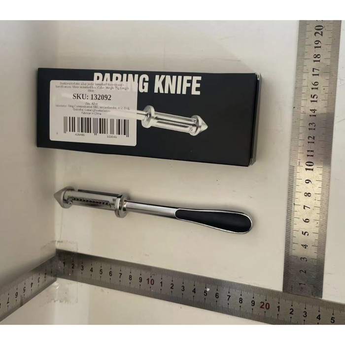 Peeler 2in1 pentru Legume si Fructe, , Multifunctional, cu 2 Lame de Curatati si Feliat, Varf Ascutit pentru Gaurit, 18 cm, din Otel Inoxidabil, Argintiu/Negru [2]