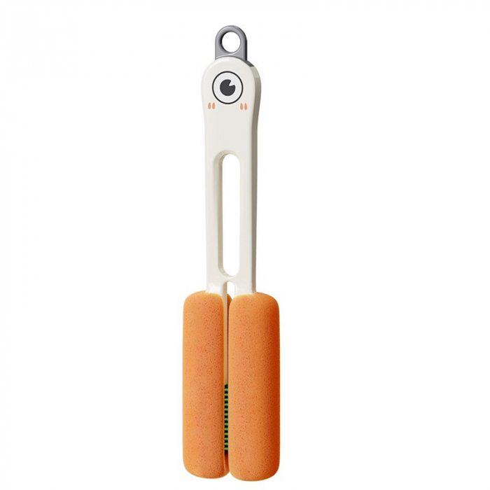 Perie de Curatat Pahare, Cani, Sticle, , cu Maner Lung si Burete, Accesorii pentru Spalarea Paielor si Capacelor, usor de Agatat, 27.5x11.4x6cm, Alb [1]