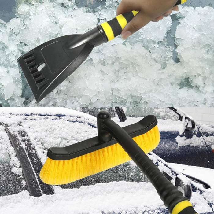 Perie de Zapada cu Racleta pentru Masina, , Multifunctionala, Rotativa, Demontabila, cu Maner Antiderapant, Aluminiu, Plastic, Fragmentarea Ghetii de pe Parbriz, Solutia pentru Iarna, pentru Dezghetar [8]