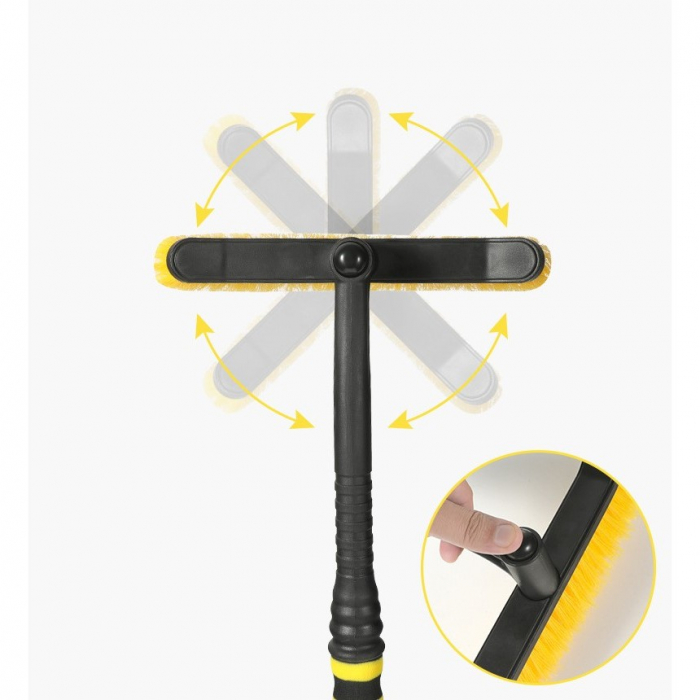 Perie de Zapada cu Racleta pentru Masina, , Multifunctionala, Rotativa, Demontabila, cu Maner Antiderapant, Aluminiu, Plastic, Fragmentarea Ghetii de pe Parbriz, Solutia pentru Iarna, pentru Dezghetar [3]