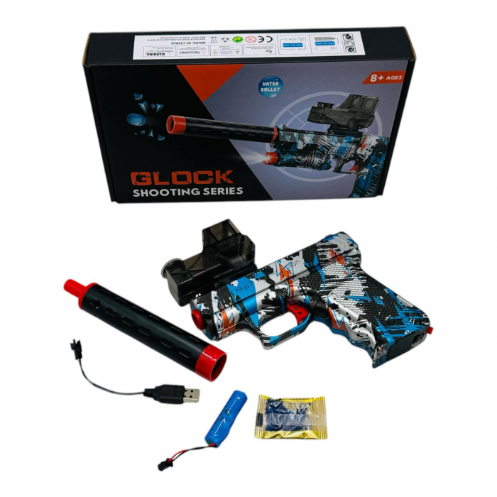 Pistol de Jucarie Glock Shooting Series cu Bile de Apa Moi si Acumulator - Design Modern  [2]