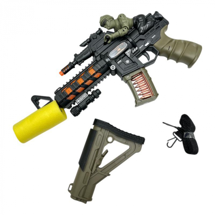 Pistol de jucarie pentru copii – pe baterii, multicolora, 19x35cm, jucarie interactiva cu lumini si sunete, din plastic rezistent,  [3]