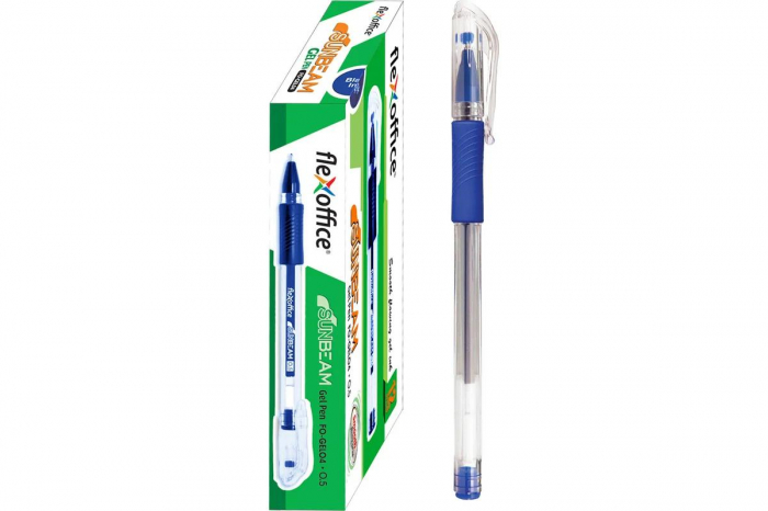 Pix cu Gel Flexoffice Sun Beam FO-GEL04 Albastru 0.5mm – pentru Scriere Fina si Confortabila,   [3]