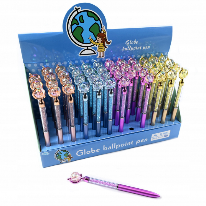 Pix decorativ cu glob strălucitor – Globe Ballpoint Pen, calitate superioara,  [2]