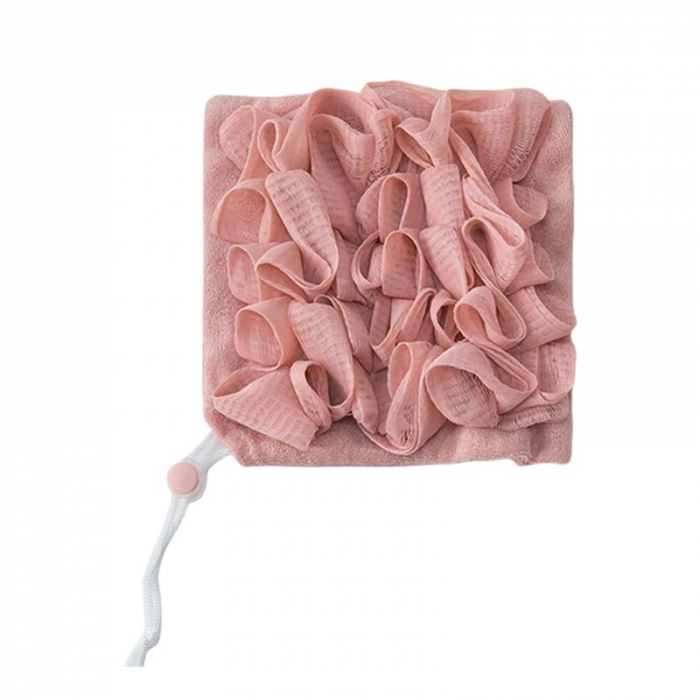 Prosop de Baie, , 2in1, cu Burete din Plasa, 17 x 17 cm, Roz [1]