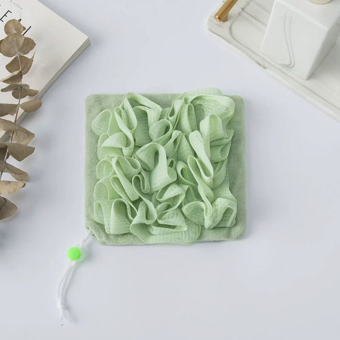 Prosop de Baie, , 2in1, cu Burete din Plasa, 17 x 17 cm, Verde [3]