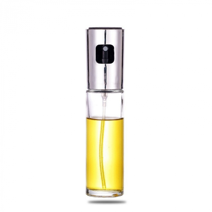 Pulverizator Ulei, Otet, , din Sticla, 100 ml, Reincarcabil, 18.3 x 4.3 cm, Capac Lucios, Argintiu [1]