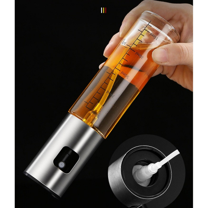 Pulverizator Ulei, Otet, , din Sticla, 100 ml, Reincarcabil, 18.3 x 4.3 cm, Masura 90 ml, Capac Lucios, Auriu [3]