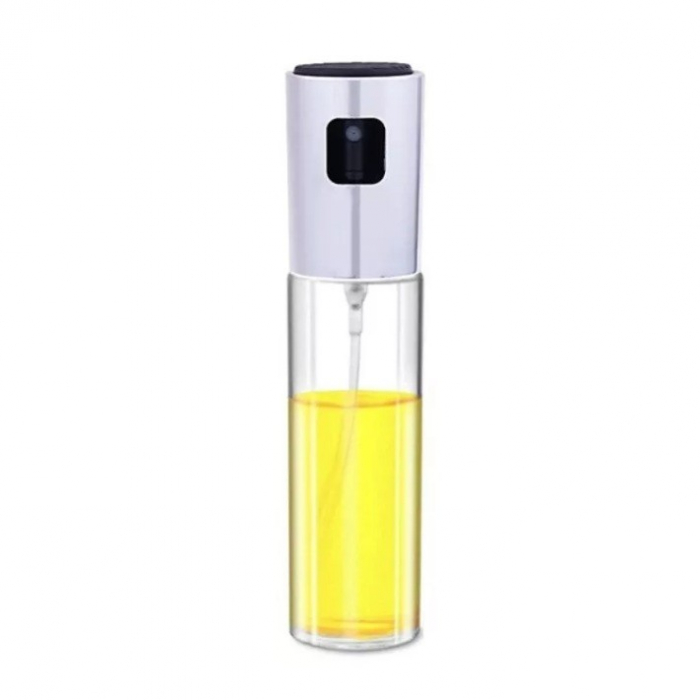Pulverizator Ulei, Otet, , din Sticla, 100 ml, Reincarcabil, 18.3 x 4.3 cm, Masura 90 ml, Capac Mat, Alb [3]