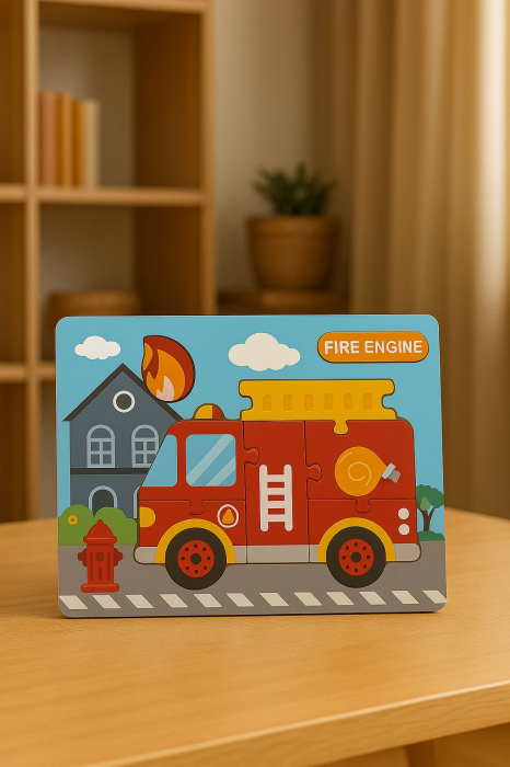 Puzzle din Lemn Educativ pentru Copii – Modele Diverse Dinozauri si Vehicule, 22x17.5cm [6]