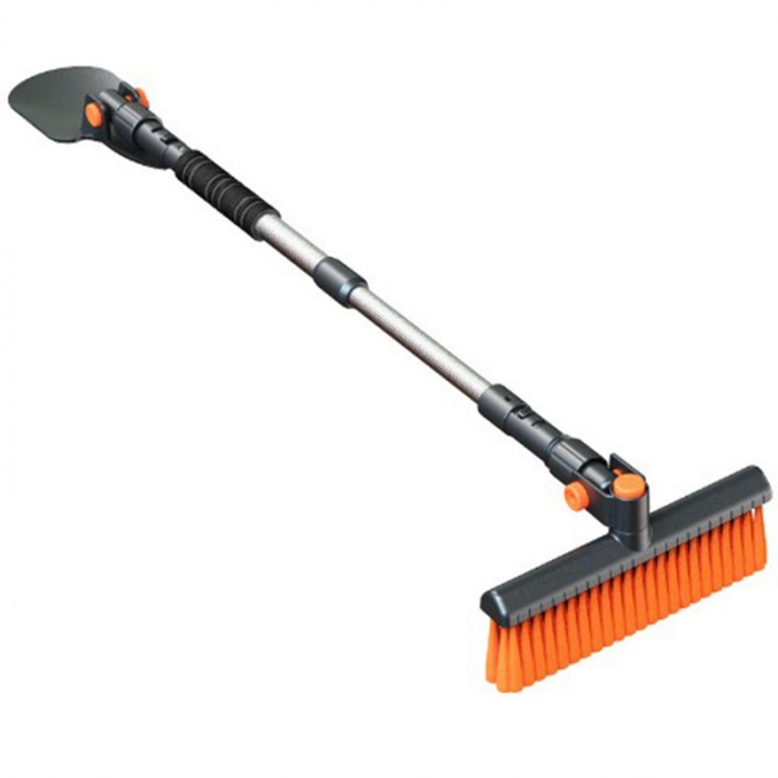 Racleta Auto pentru Zapada cu Doua Capete, , Dezapezire Masina, cu Maner Lung, Ergonomica, Detasabila, pentru Geamuri si Caroserie, Usor de Utilizat, 48 cm- 78 cm, Gri inchis [1]