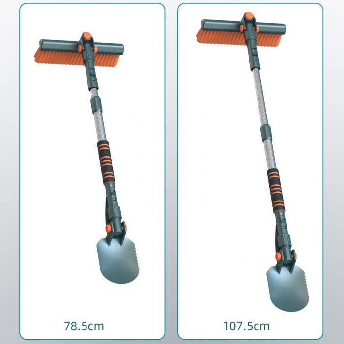 Racleta Auto pentru Zapada cu Doua Capete, , Dezapezire Masina, cu Maner Lung, Ergonomica, Detasabila, pentru Geamuri si Caroserie, Usor de Utilizat, 48 cm- 78 cm, Verde Inchis [3]
