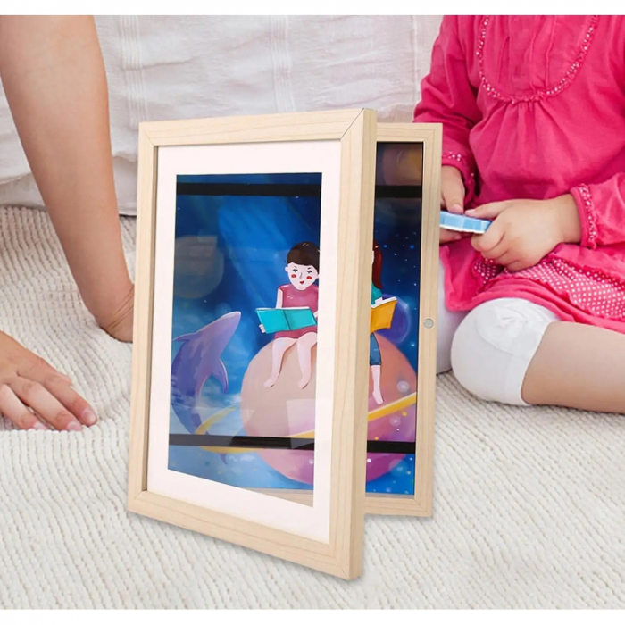 Rama Cutie pentru Foto si Cutie, , din Lemn, cu Spatiu Pentru Depozitare, Pentru Desene si Picturi A4, Sticla Securizata, 35 x 26 x 4 cm, 530 g, Maro Lemn [2]