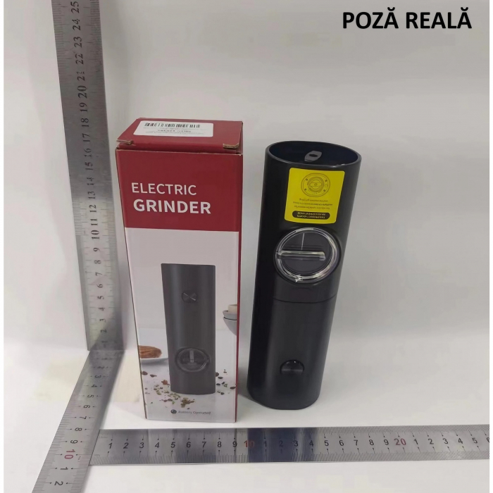 Rasnita Electrica pentru Cafea si Condimente, , Cutit de Macinare din Otel Inoxidabil, Incarcare cu Baterii, Optiuni Diferite de Macinare, Usor de Manevrat, 18x5.5cm, Negru [10]