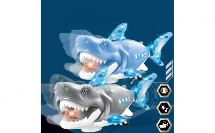 Rechin interactiv pentru copii – lumini LED, cap rotativ, ABS non-toxic, jucarie cu baterii, Calitate Superioara,  [3]