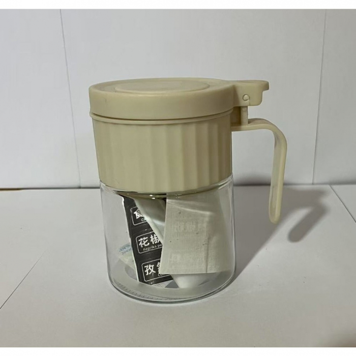 Recipient Condimente, , din Stilca, 180 ml, cu Maner si Lingurita, 10.6 x 7 x 7 cm, Capac Mat, Alb [5]