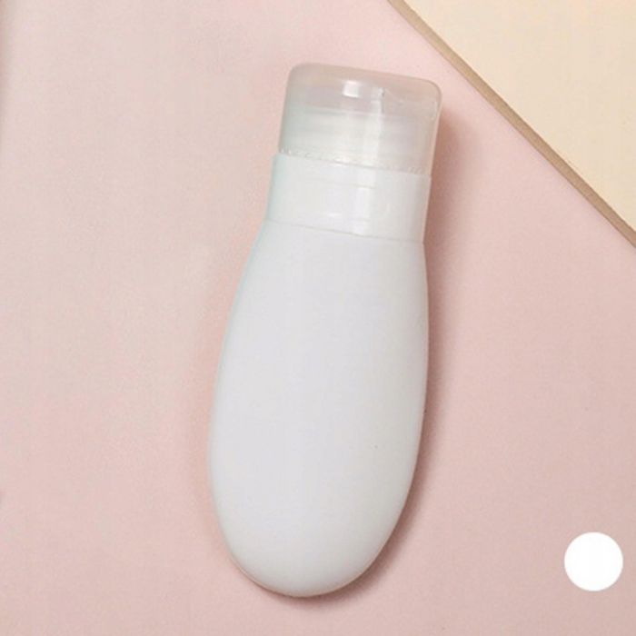 Recipient Portabil din Silicon Elegant de Voiaj, Sticla de Calatorie, , Potrivita pentru Lotiune, Sampon si Alte Lichide, Anti-scurgere, cu Posibilitate de Reumplere, Capacitate 90mL, Alb [3]