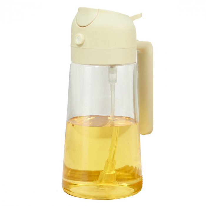 Recipient Ulei 2 in 1, , Functie Spray & Turnare, din Sticla, Fara Scurgere, 18.5 x 7.7 cm, 470 ml, Alb [1]