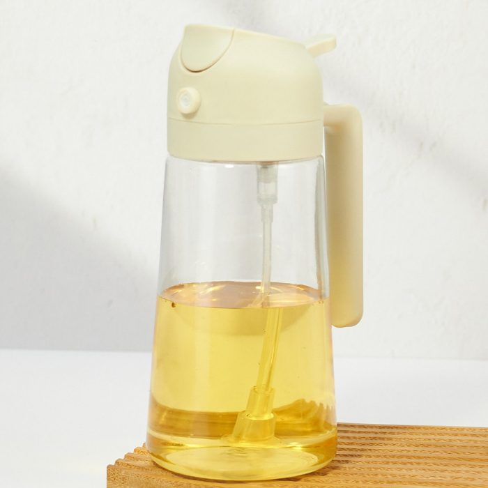 Recipient Ulei 2 in 1, , Functie Spray & Turnare, din Sticla, Fara Scurgere, 18.5 x 7.7 cm, 470 ml, Alb [4]