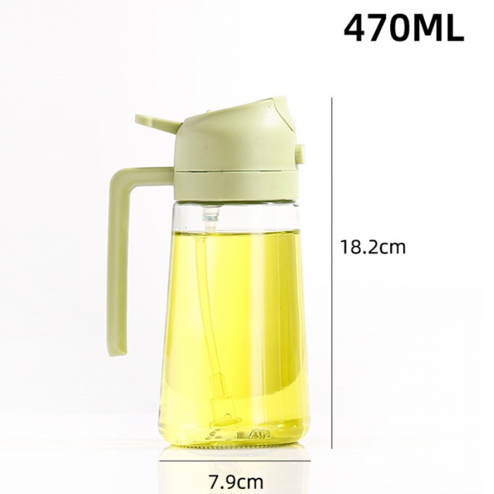 Recipient Ulei 2 in 1, , Functie Spray & Turnare, din Sticla, Fara Scurgere, 18.5 x 7.7 cm, 470 ml, Verde [2]