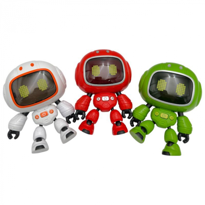 Robotel interactiv 14 cm – canta, lumineaza, corp flexibil, culori combinate – jucarie inteligenta pentru copii,  [2]